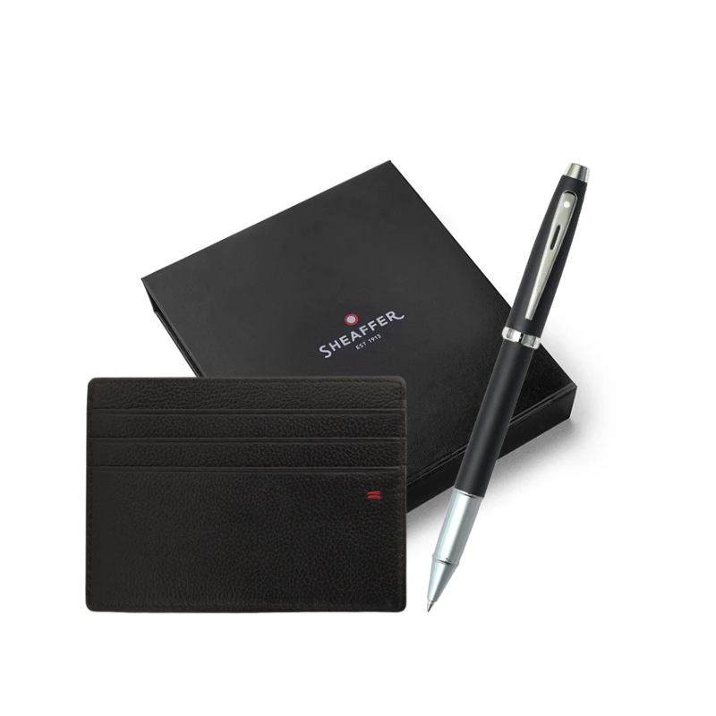 Sheaffer 100 Fountain/Rollerball Pen with Credit Card Holder Set