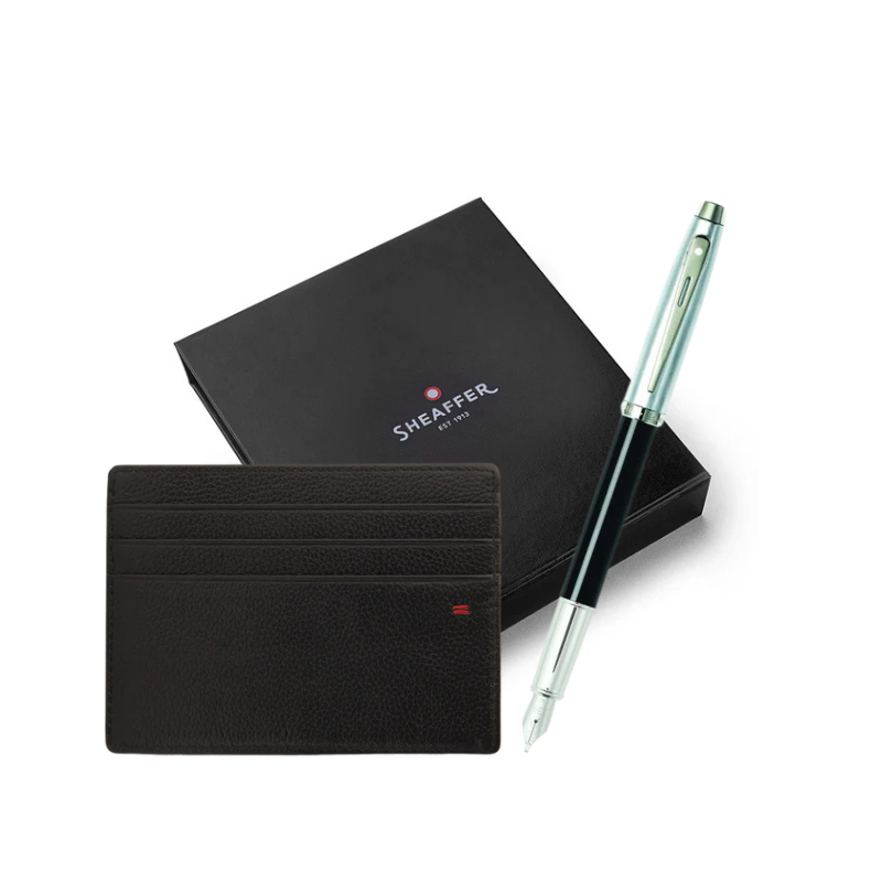 Sheaffer 100 Fountain/Rollerball Pen with Credit Card Holder Set