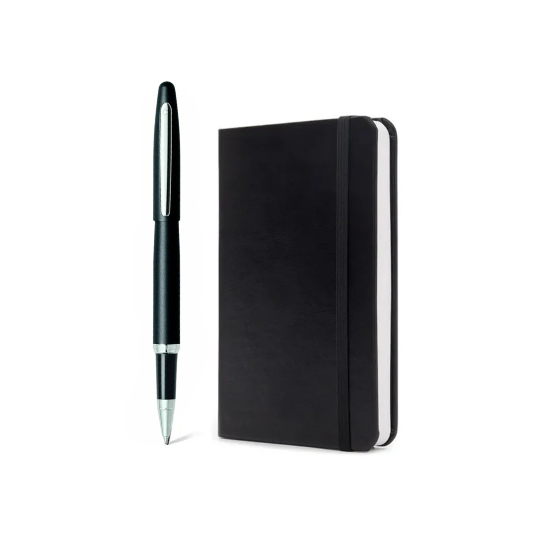 Sheaffer VFM Rollerball With A6 Notebook Gift Set - Chrome/Neon Blue/Matte Black