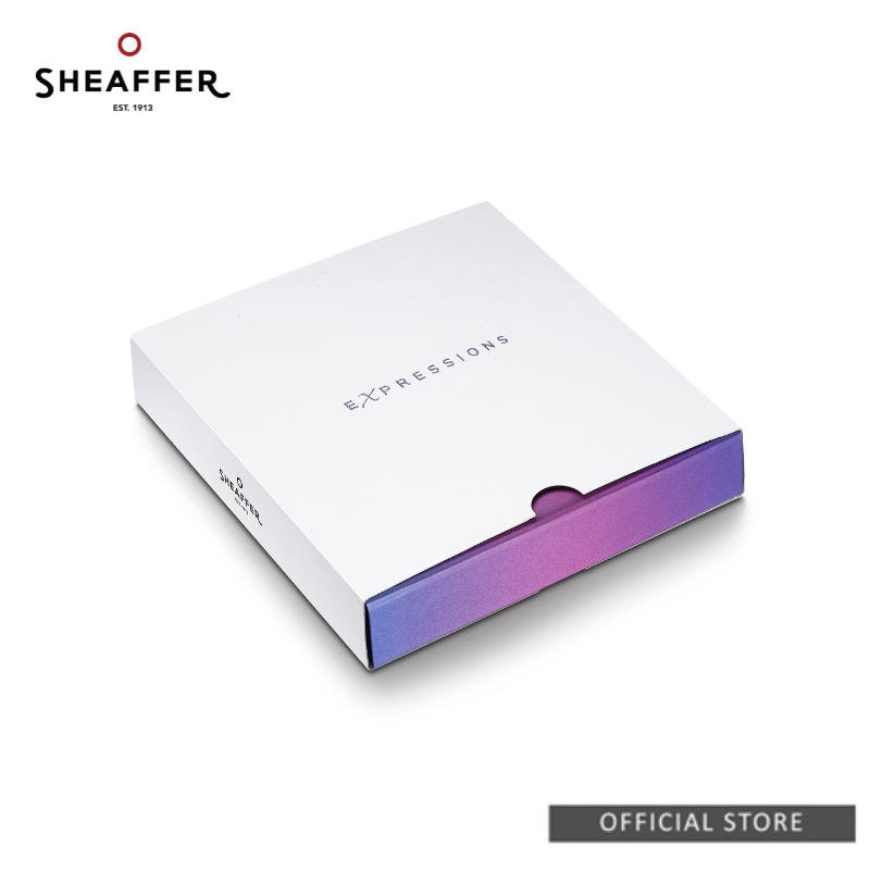 Sheaffer 100 9376 Blue and Pink Expressions Pearlised Gradient with Chrome Trims Ballpoint Pen Giftset with Metallic Silver Small Notebook